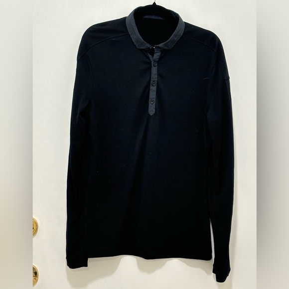 Lululemon Men’s wool blend henley with collar. Size M. Color Black - Picture 1 of 7